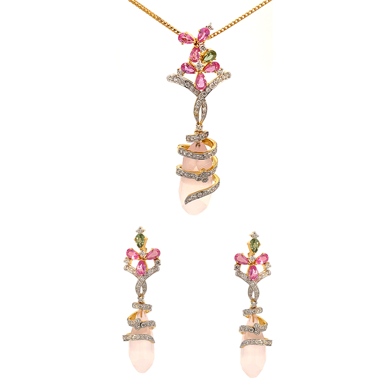 Pendant Set in Diamond and Gemstone in 18K Gold